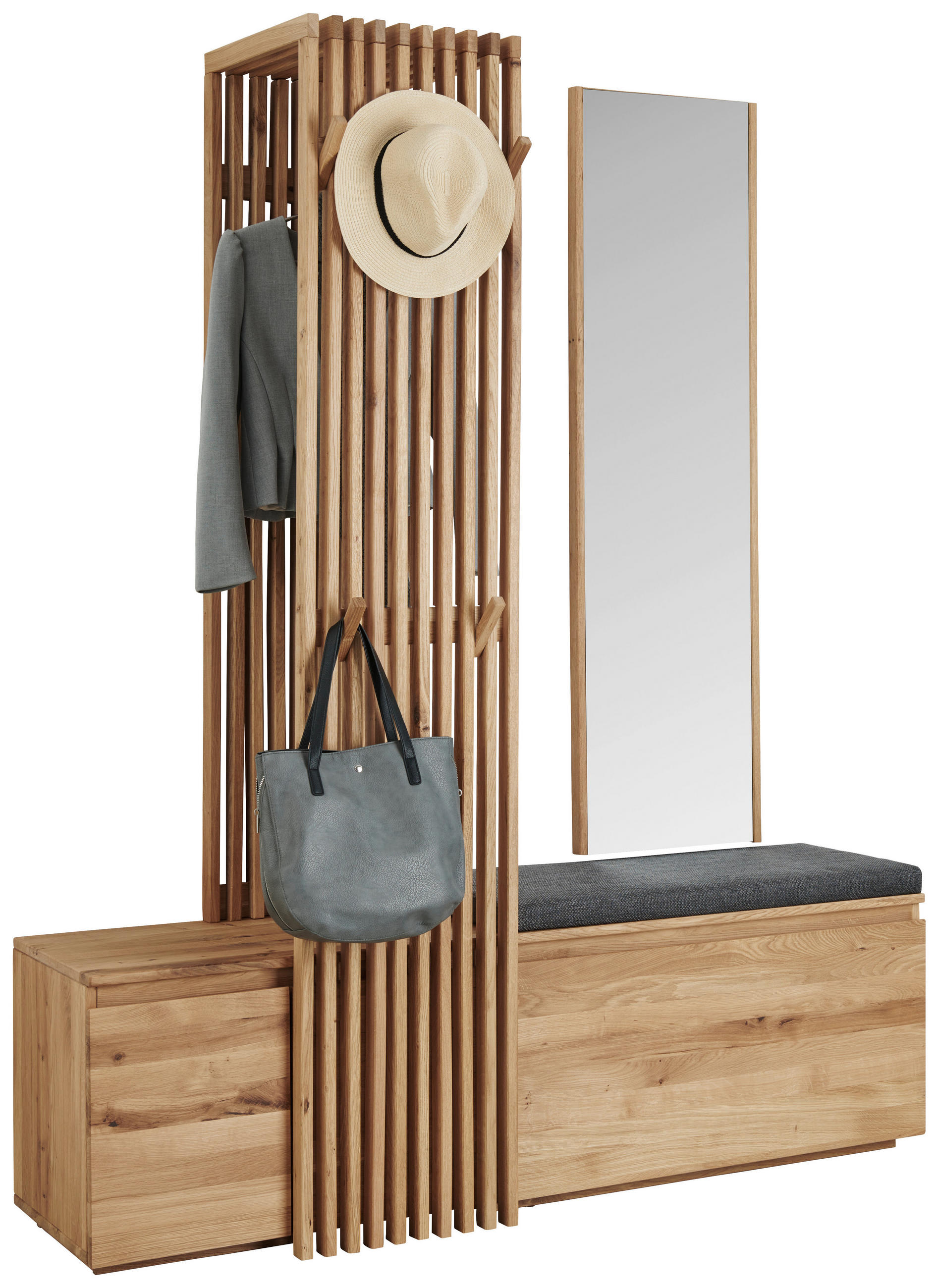 PREDSOBA hrast barve hrasta - barve hrasta, Natur, steklo/tekstil (157/195/51cm) - Linea Natura