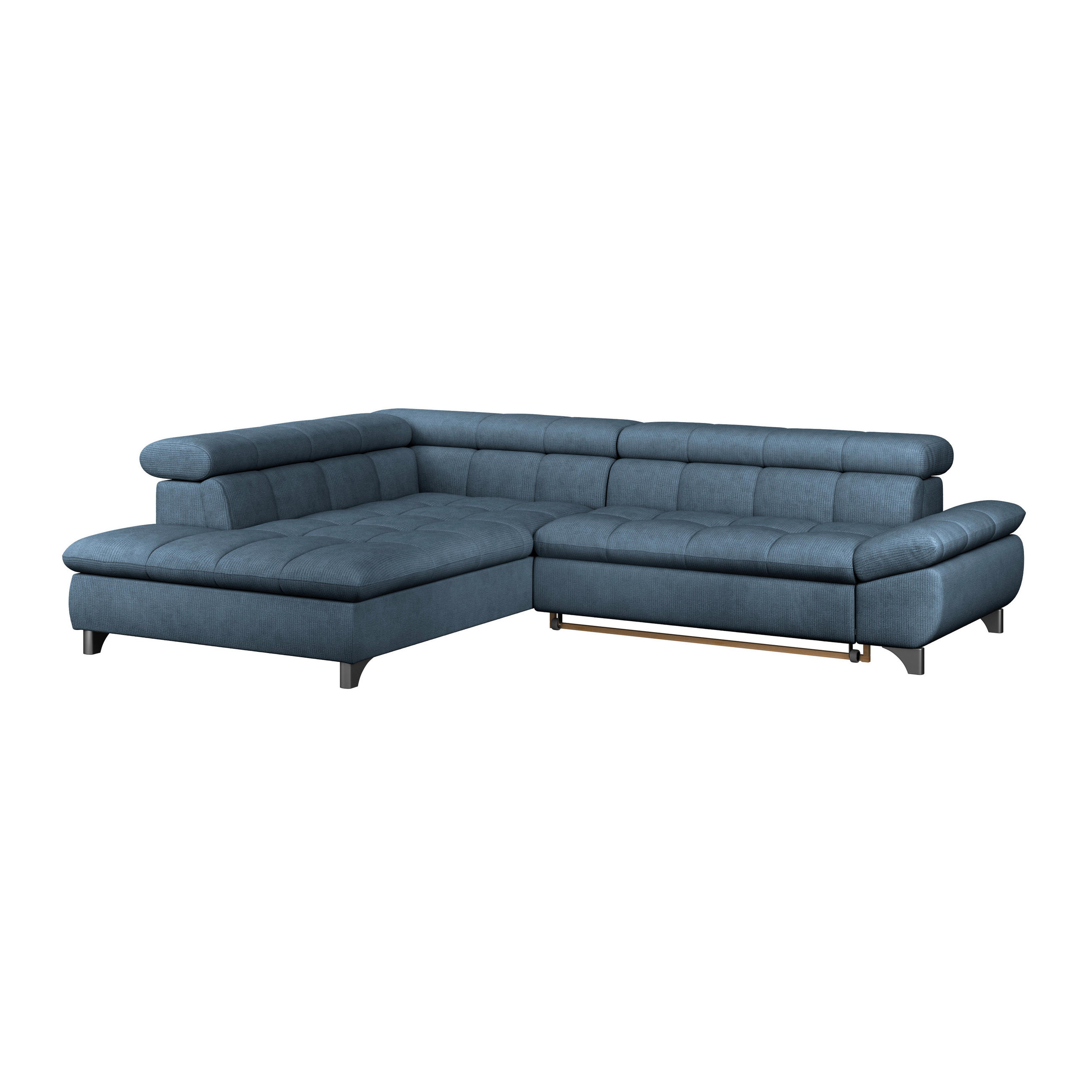ECKSOFA Dunkelblau Chenille  - Chromfarben/Dunkelblau, KONVENTIONELL, Textil/Metall (234/312cm) - Livetastic
