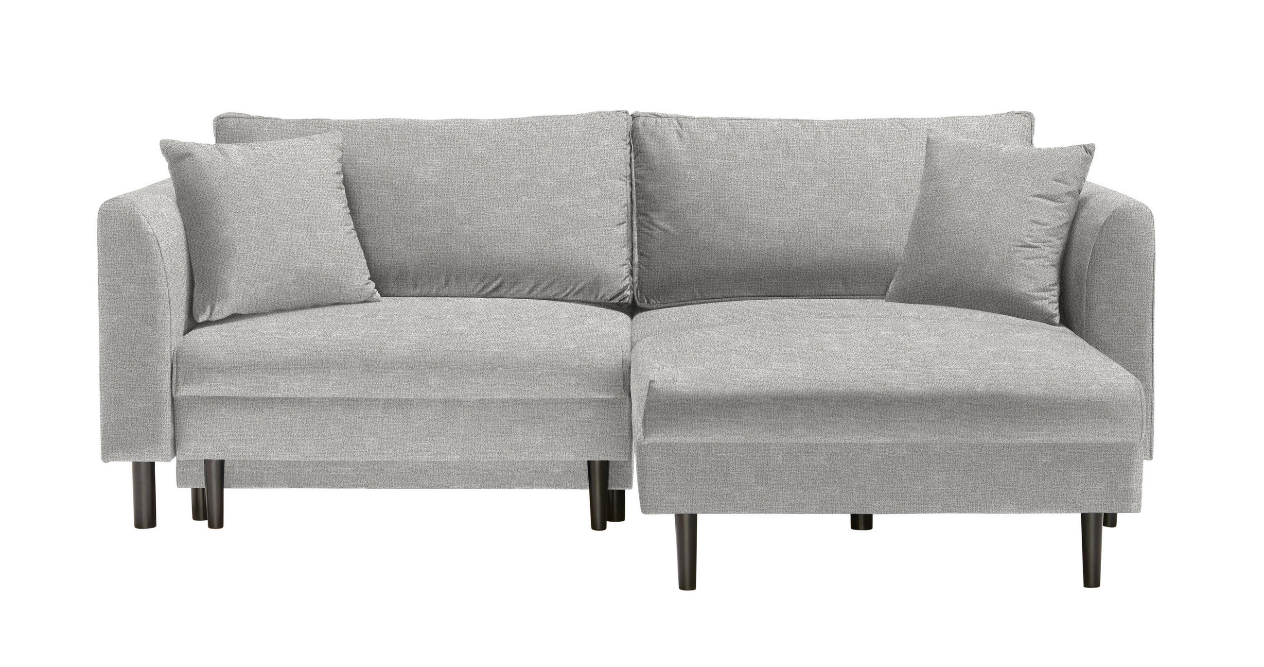 ECKSOFA in Velours Hellgrau  235/165 cm  - Hellgrau/Schwarz, Design, Holz/Textil (235/165cm) - Ti'me