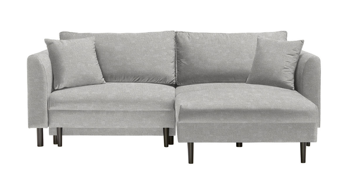 ECKSOFA in Velours Hellgrau  235/165 cm  - Hellgrau/Schwarz, Design, Holz/Textil (235/165cm) - Ti'me