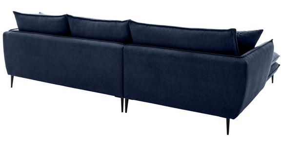 ECKSOFA  in Webstoff Dunkelblau  196/304 cm  - Schwarz/Dunkelblau, KONVENTIONELL, Textil/Metall (196/304cm) - Hom`in