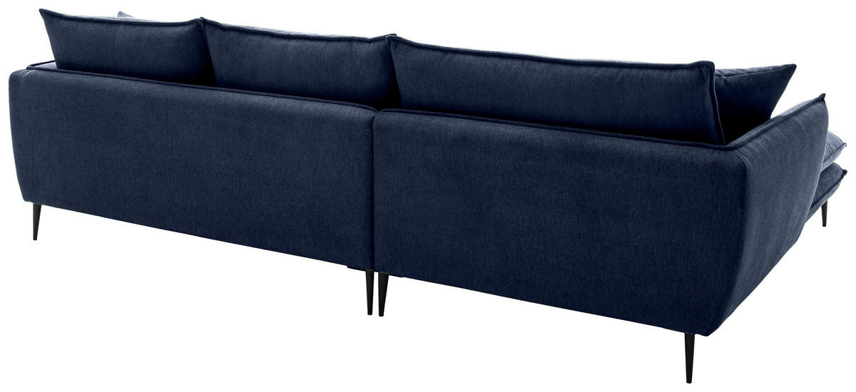 ECKSOFA  in Webstoff Dunkelblau  196/304 cm  - Schwarz/Dunkelblau, KONVENTIONELL, Textil/Metall (196/304cm) - Hom`in