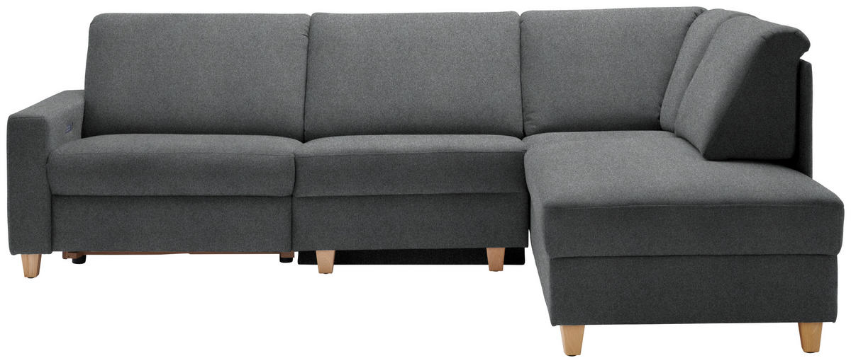 ECKSOFA in Flachgewebe Anthrazit  261/203 cm  - Eichefarben/Anthrazit, KONVENTIONELL, Holz/Textil (261/203cm) - Sedda