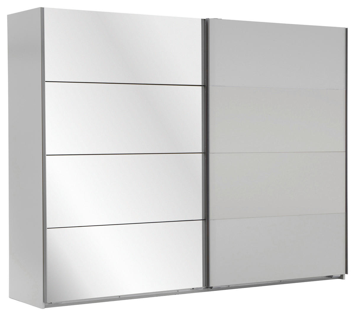 SCHWEBETÜRENSCHRANK  in Weiß  - Alufarben/Weiß, Design, Glas/Holzwerkstoff (225/210/65cm) - Carryhome