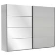 SCHWEBETÜRENSCHRANK  in Weiß  - Alufarben/Weiß, Design, Glas/Holzwerkstoff (225/210/65cm) - Carryhome
