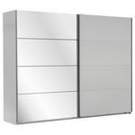 SCHWEBETÜRENSCHRANK  in Weiß  - Alufarben/Weiß, Design, Glas/Holzwerkstoff (225/210/65cm) - Carryhome