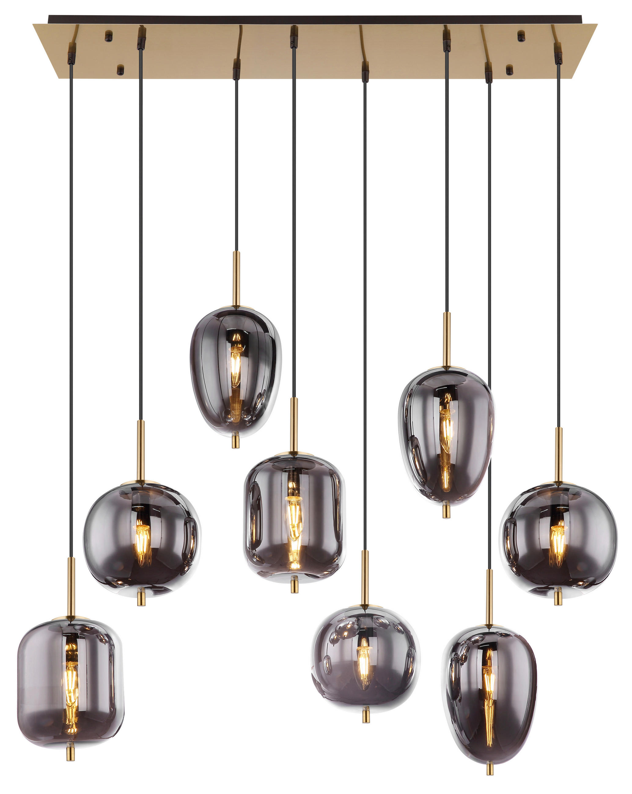 HÄNGELEUCHTE 102,5/34/120 cm    - Messingfarben/Grau, Design, Glas/Metall (102,5/34/120cm) - Globo