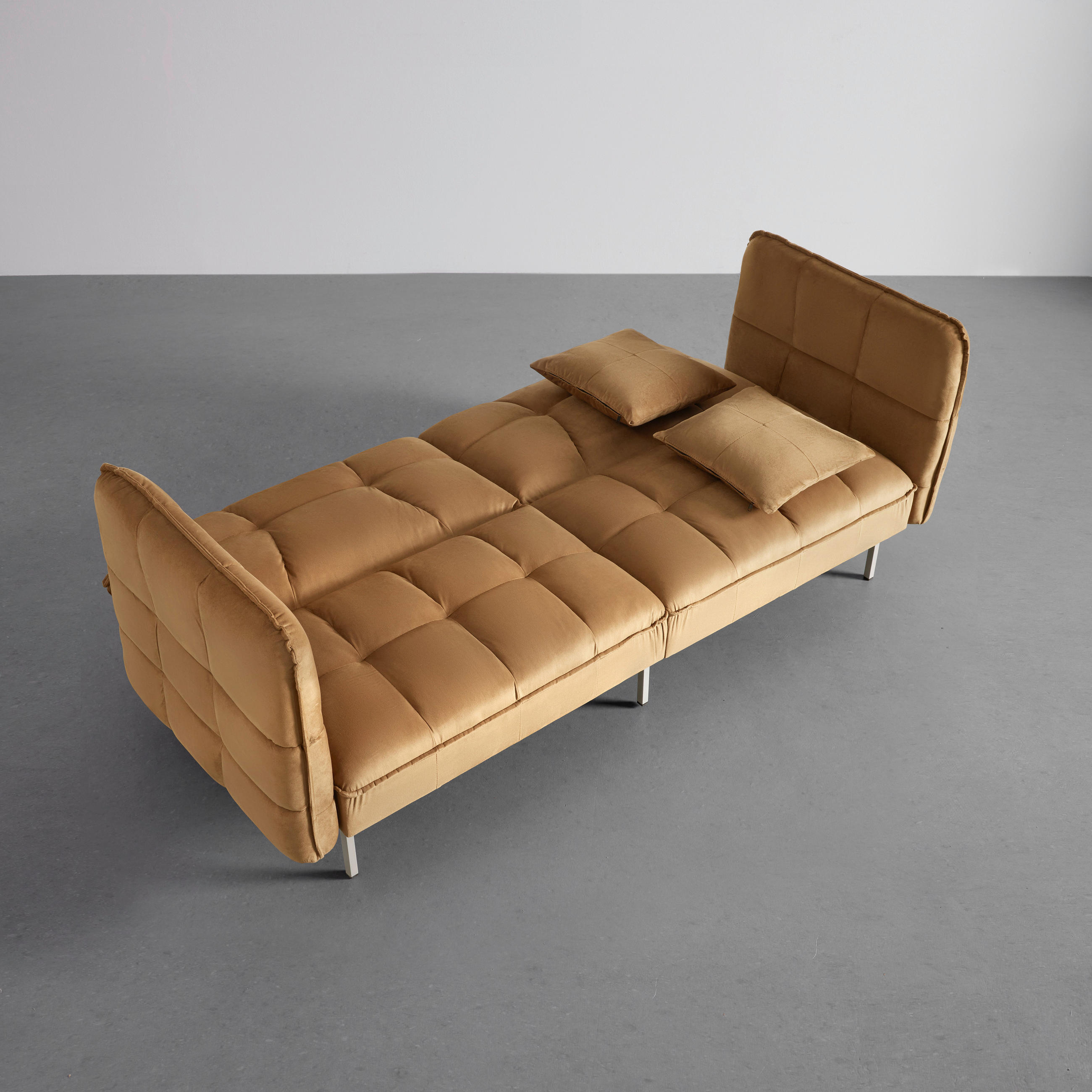 SCHLAFSOFA in Samt Kupferfarben - Silberfarben/Kupferfarben, MODERN, Textil/Metall (208/76,5/79cm) - Bessagi Home