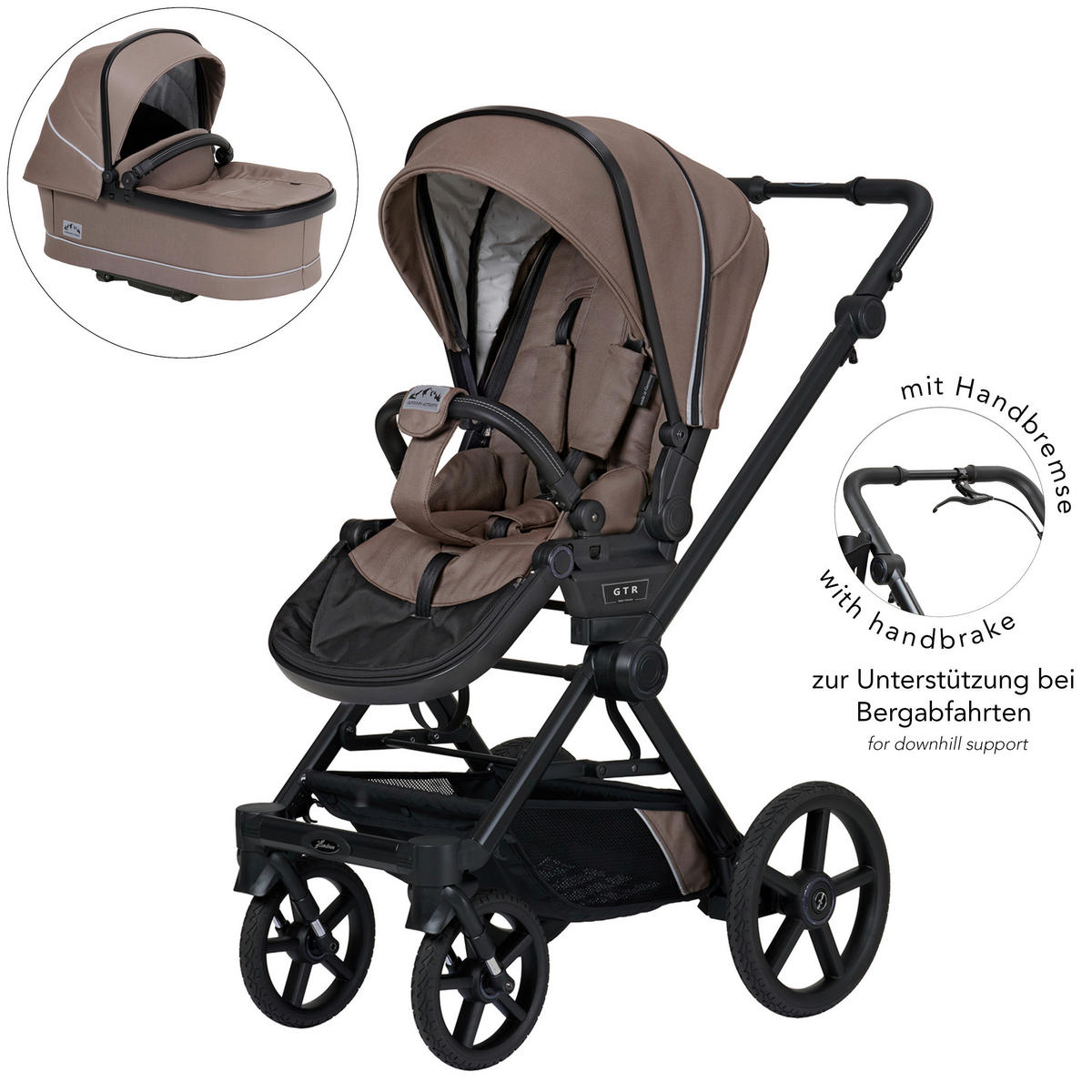 KINDERWAGENSET IVY GTR Outdoor HB  - Schwarz/Cappuccino, Basics, Textil/Metall (94/58/119cm) - Hartan
