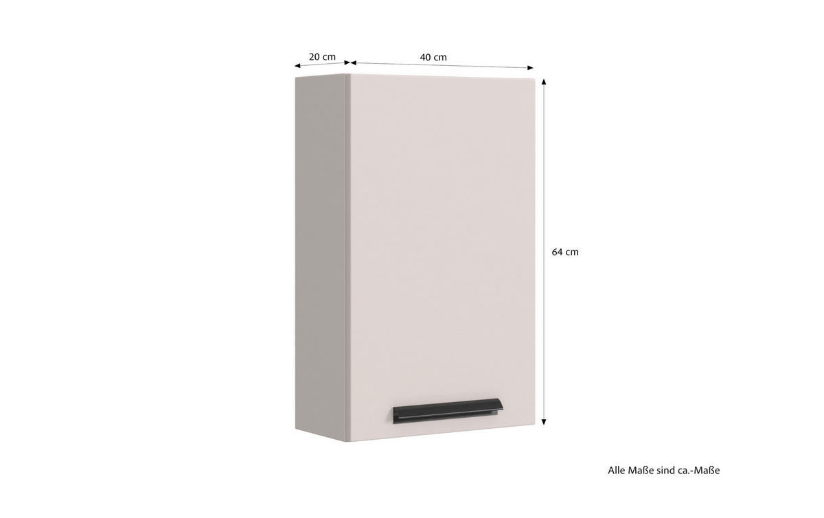 HÄNGESCHRANK 40/64/20 cm  - Sandfarben/Schwarz, KONVENTIONELL, Holzwerkstoff/Metall (40/64/20cm) - Xora