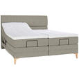 BOXSPRINGBETT 180/200 cm  in Greige  - Greige/Eichefarben, KONVENTIONELL, Holz/Textil (180/200cm) - Voleo