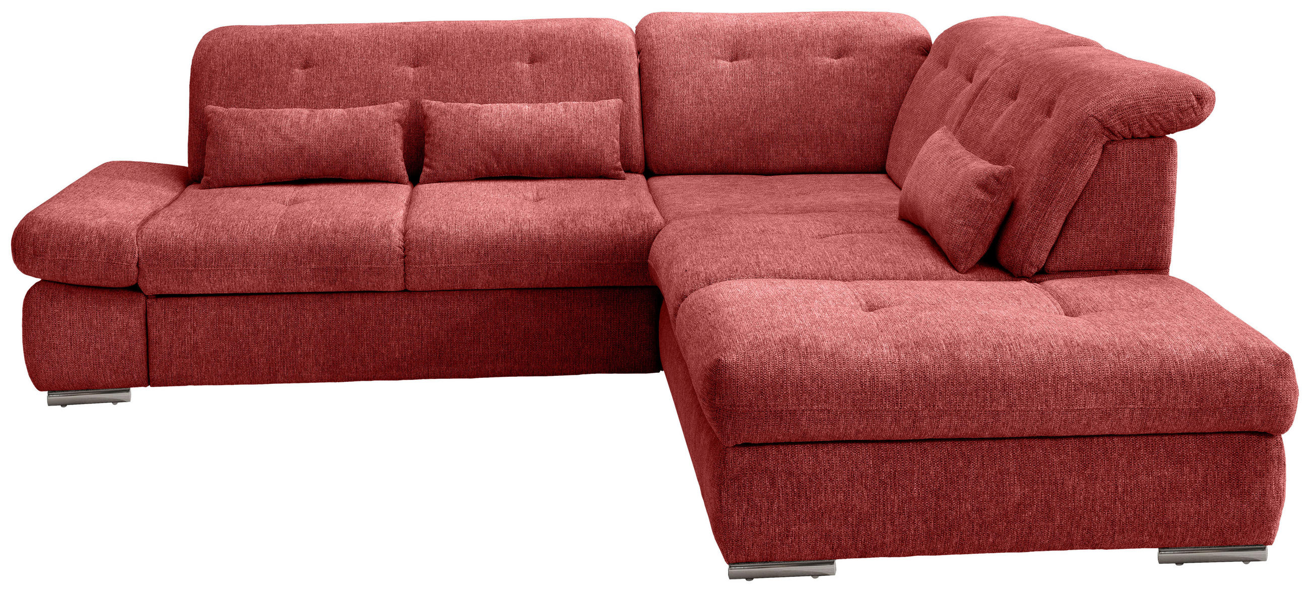 ECKSOFA in Chenille Rot  - Chromfarben/Rot, Modern, Textil/Metall (280/254cm) - Livetastic