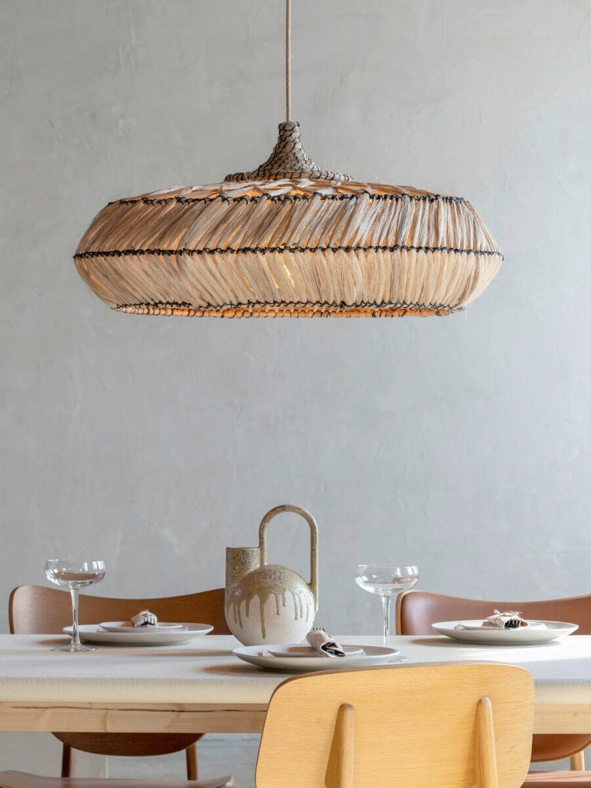 HÄNGELEUCHTE 70/70/285 cm  - Hellbraun/Schwarz, Trend, Naturmaterialien (70/70/285cm) - Good & Mojo