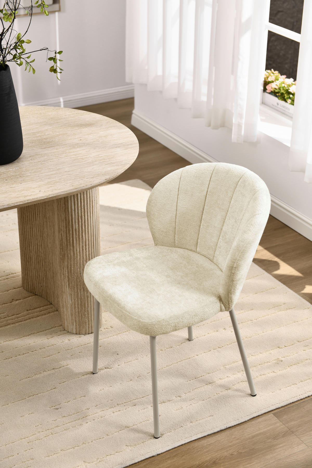 STOL, les, kovina, tekstil bež  - bež, Moderno, kovina/tekstil (55/79/59cm) - P & B