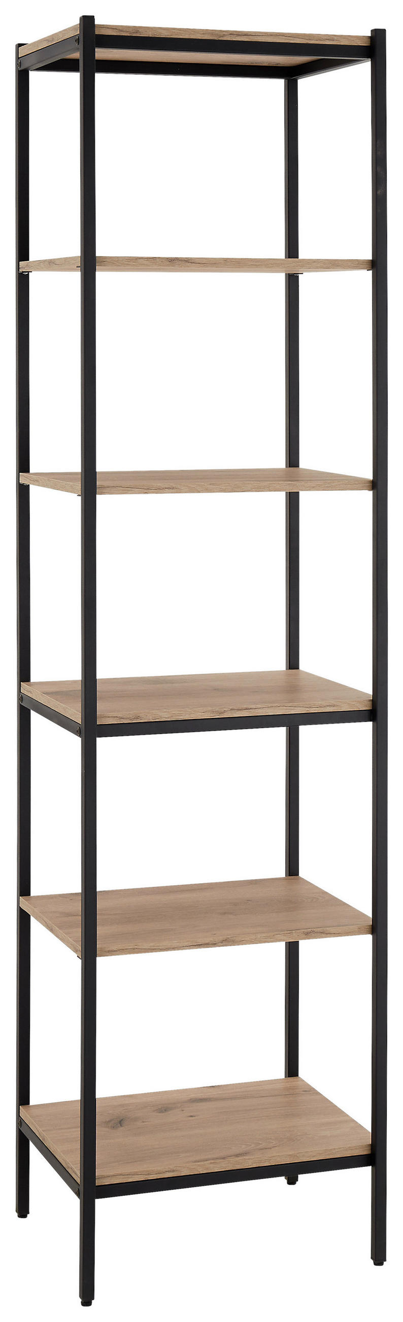 STANDREGAL Schwarz, Eichefarben  - Eichefarben/Schwarz, Basics, Holzwerkstoff/Metall (50/195/40cm) - MID.YOU