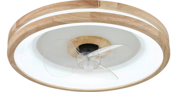 DECKENLEUCHTE 30 W 50/12,5 cm - Dunkelbraun/Weiß, Design, Holz/Kunststoff (50/12,5cm) - Novel