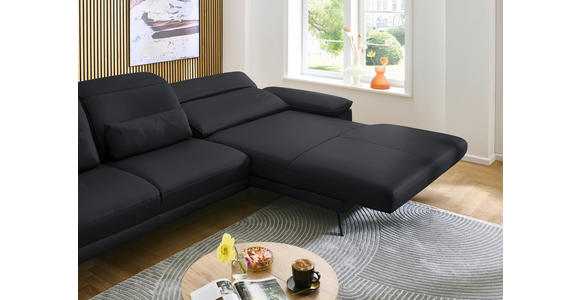 ECKSOFA in Echtleder Anthrazit  - Anthrazit/Schwarz, Design, Leder/Metall (332/193cm) - Dieter Knoll