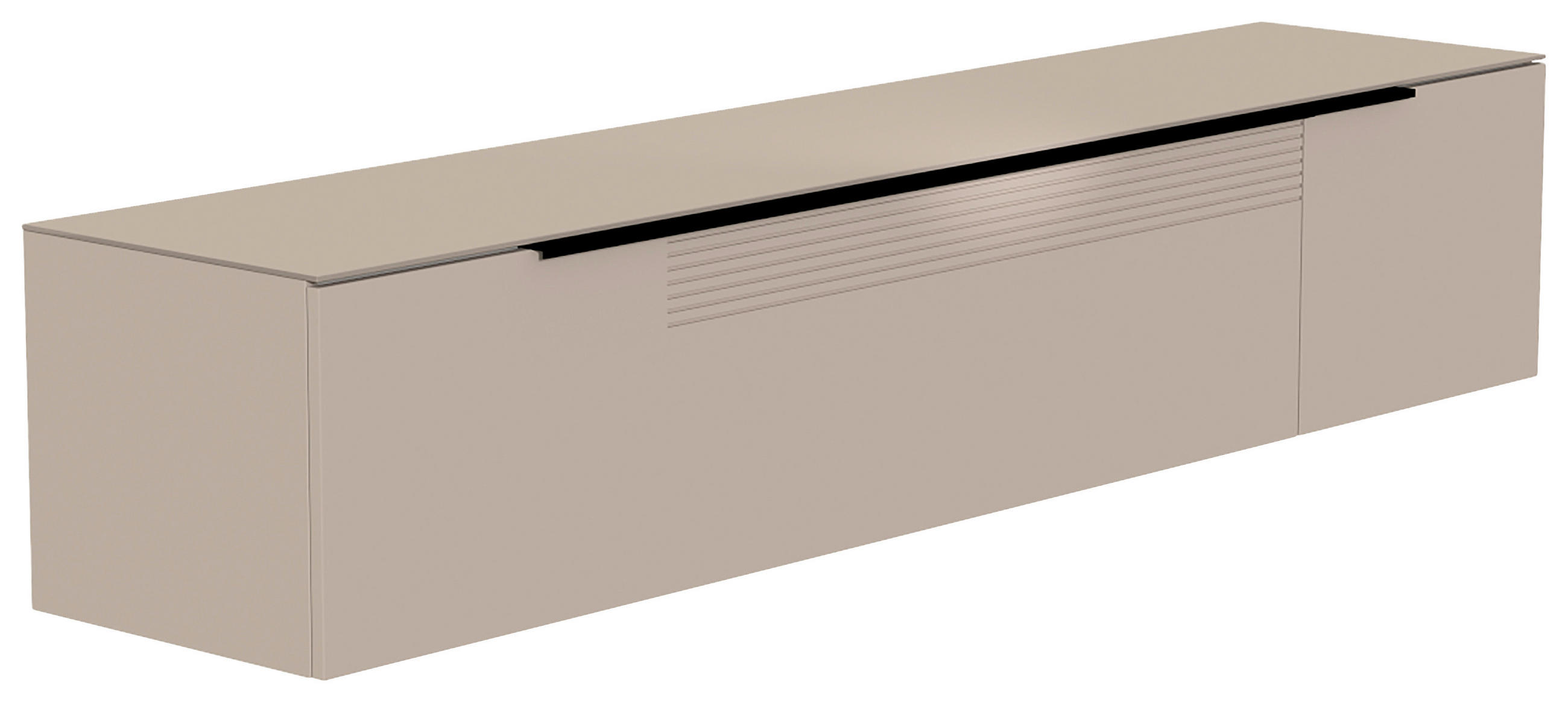 LOWBOARD  210/41/45 cm  Beimöbel erhältlich, hängend, Abdeckplatte aus Glas  - Sandfarben/Schwarz, Design, Glas/Holzwerkstoff (210/41/45cm) - Moderano