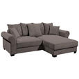 ECKSOFA Braun Cord  - Schwarz/Braun, KONVENTIONELL, Kunststoff/Textil (255/185cm) - Hom`in