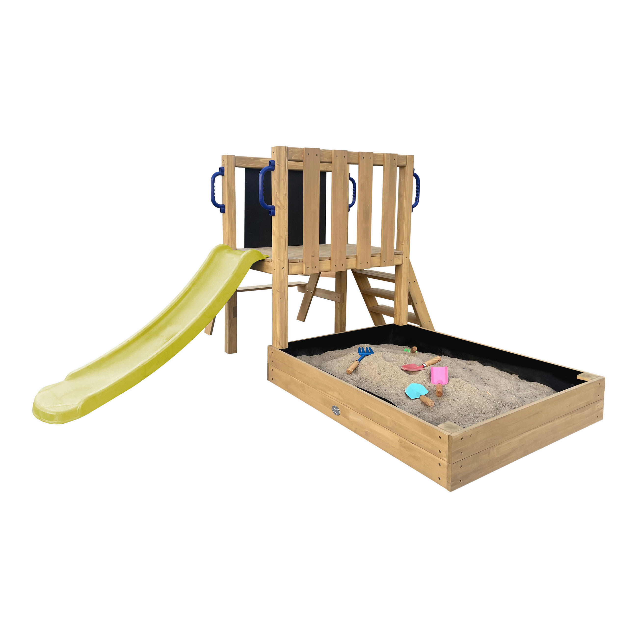 HRACIA VEŽA - hnedá/limetková, Basics, drevo/plast (208,7/88/215cm) - Ambia Garden
