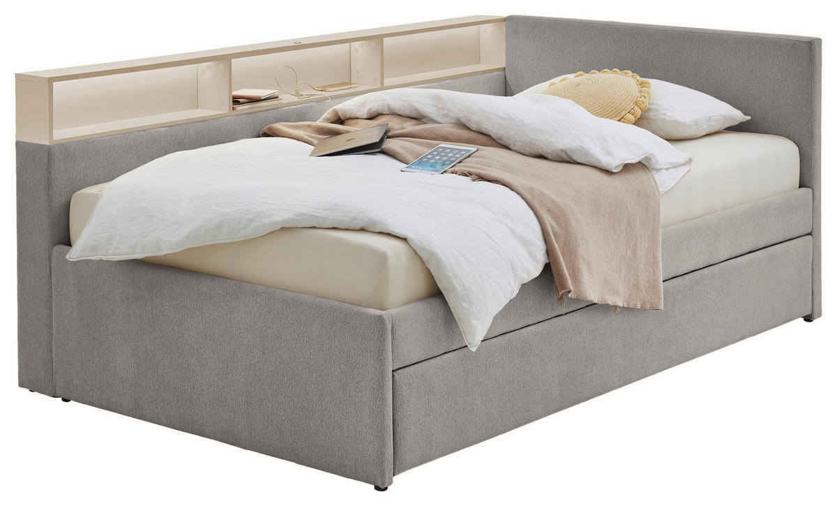 STAURAUMBETT 120/200 cm  in Grau, Sandfarben  - Sandfarben/Grau, MODERN, Holz/Holzwerkstoff (120/200cm) - Stylife