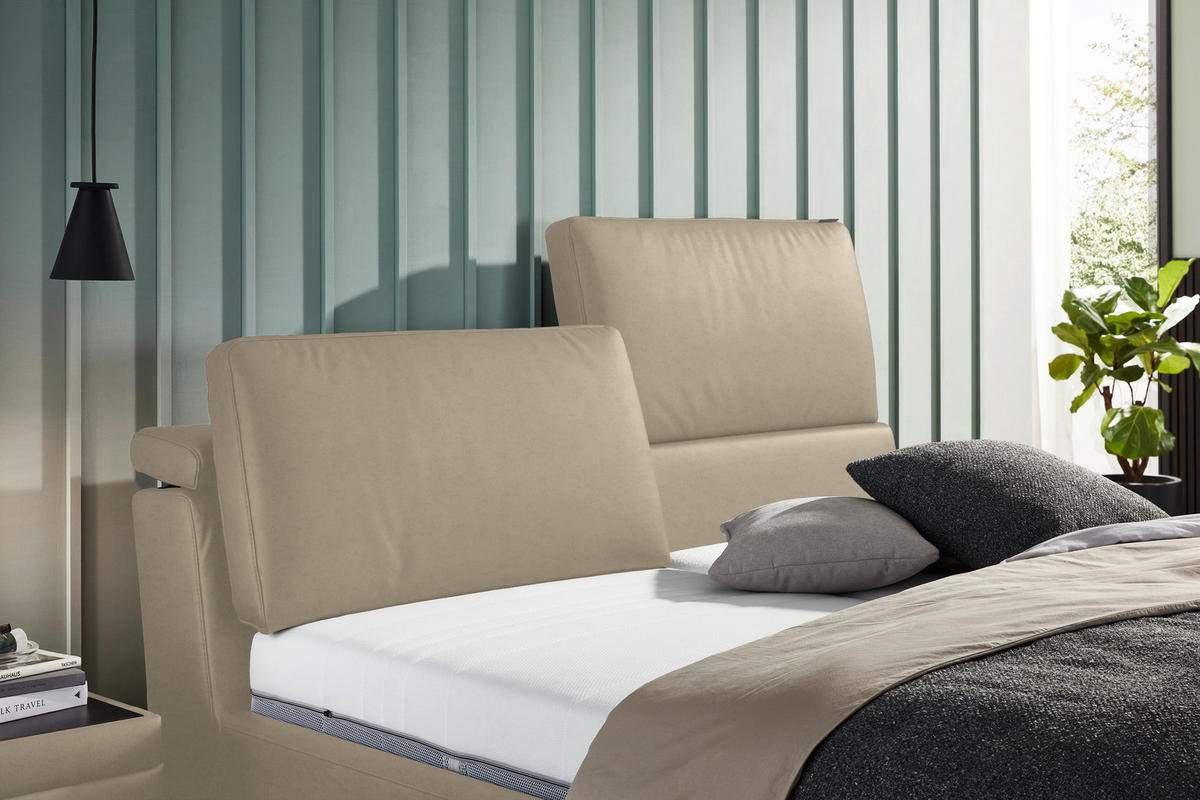 POLSTERBETT 180/200 cm  in Beige  - Hellbraun/Anthrazit, Design, Holz/Textil (180/200cm) - Johann Jakob