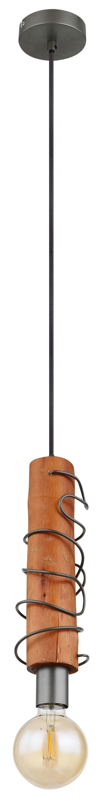HÄNGELEUCHTE 10/120 cm    - Braun/Grau, Natur, Holz/Metall (10/120cm) - Globo