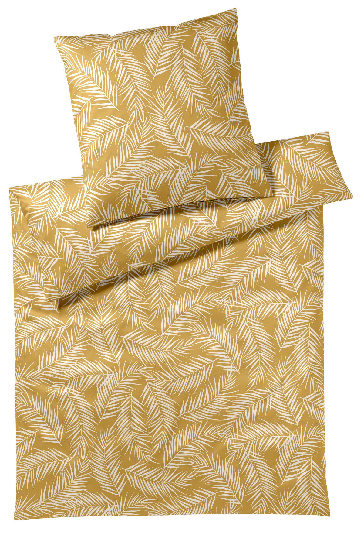 POSTELJNINA MAISON LEAVES 140/200 cm mako saten zlate barve  - zlate barve, Konvencionalno, tekstil (140/200cm) - Elegante