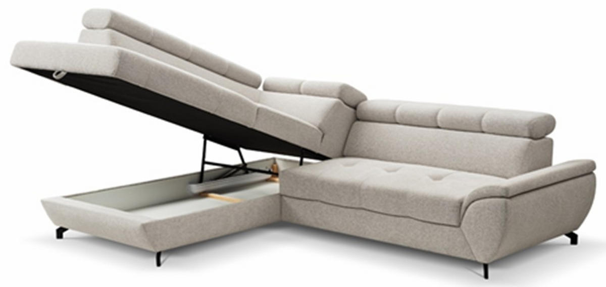 GARNITURA ZA DNEVNU SOBU siva  - siva/crna, Moderno, tekstil/metal (210/77-93/263cm)