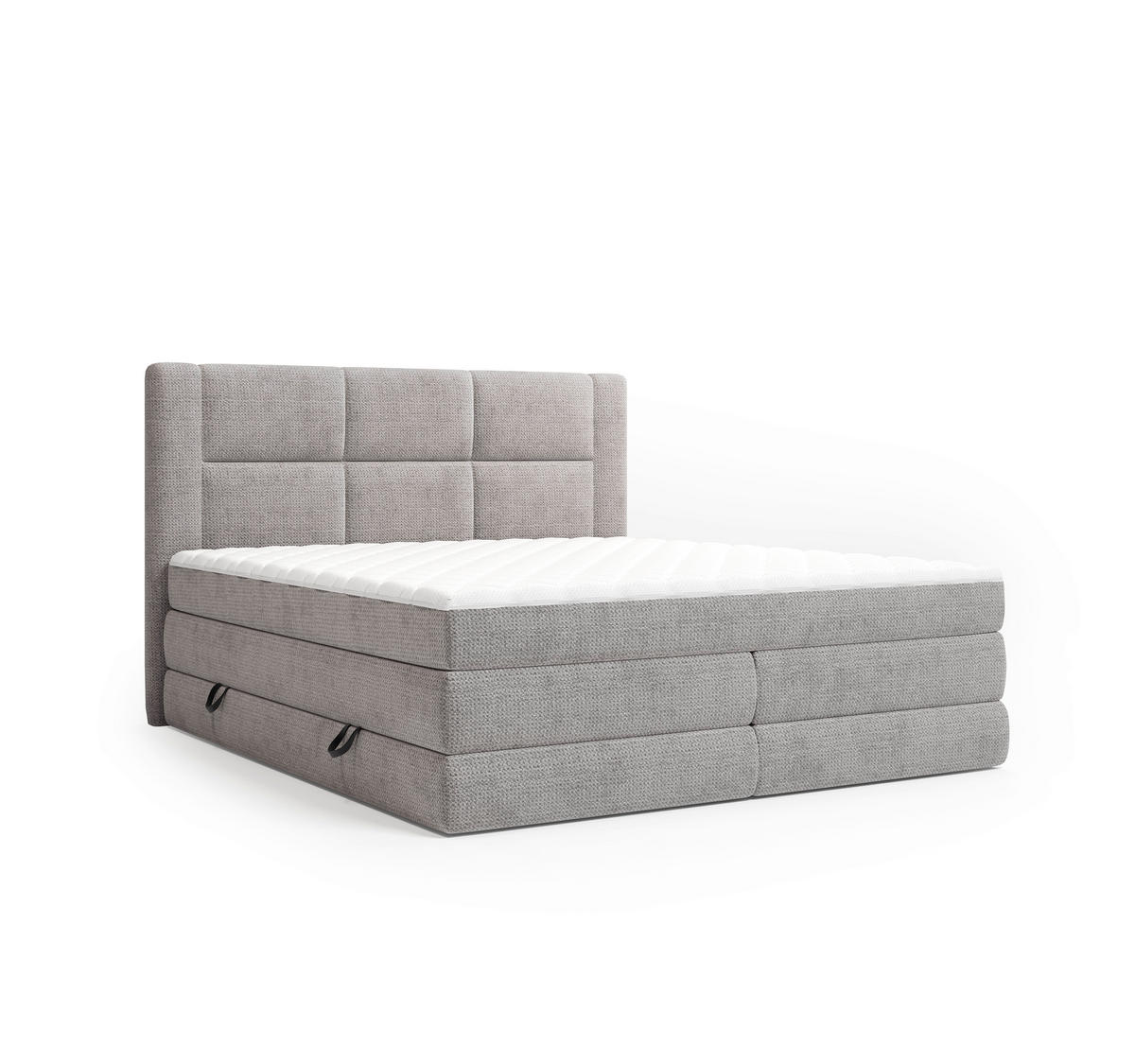 BOXSPRINGBETT 180/200 cm,  in Taupe, gepolstertes Kopfteil, Bettkasten, Topper, Wendematratze mit unterschiedlichen Härtegraden, H2 + H3 = mittel + fest  - Taupe/Schwarz, Design, Kunststoff/Textil (180/200cm) - Esposa