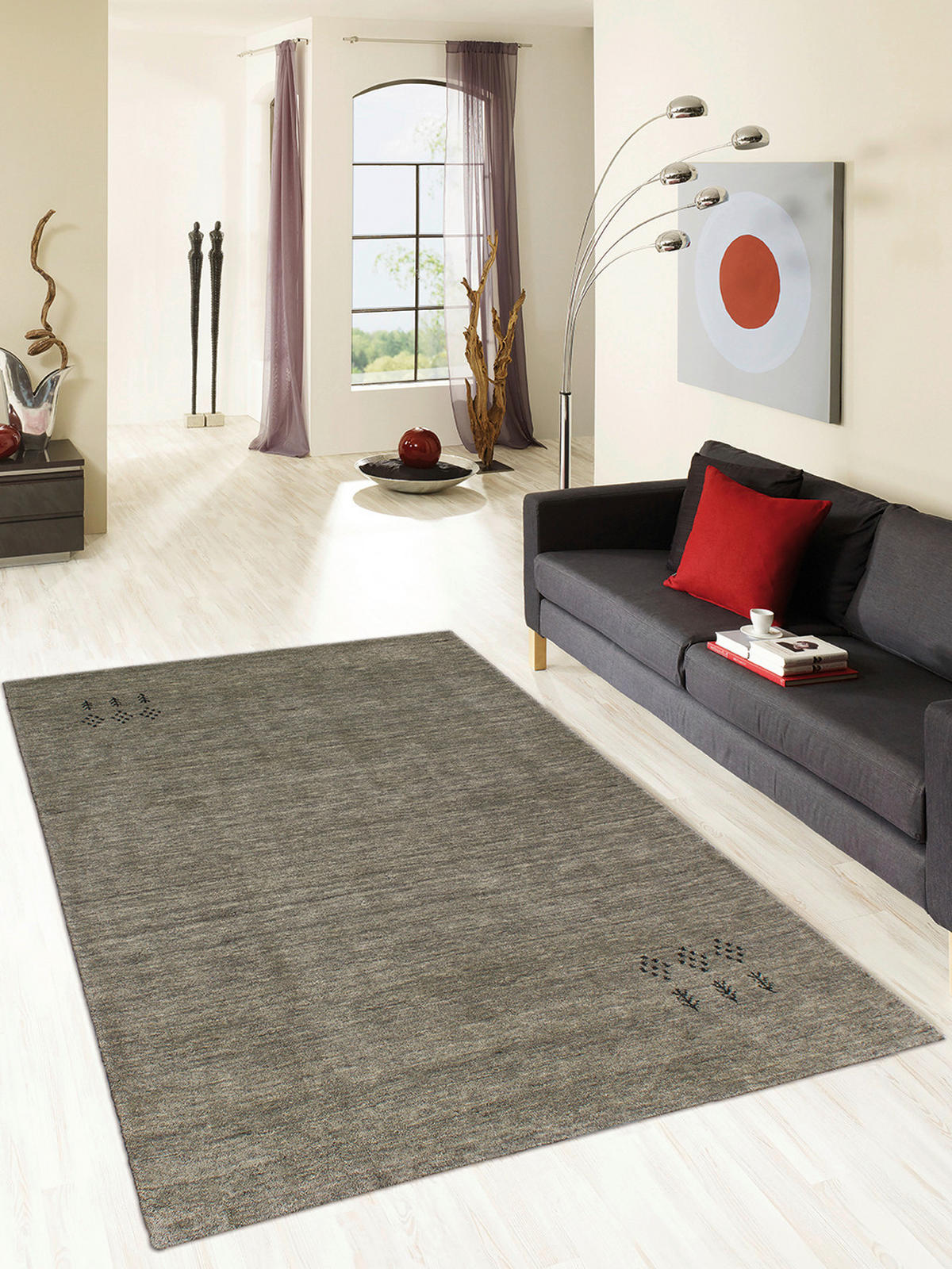 WOLLTEPPICH Wohnzimmer 120/180 cm Katalog 01/2021 Indien Grau, Hellgrau, Dunkelgrau, Salbeigrün rechteckig  - Dunkelgrau/Salbeigrün, Basics, Textil (120/180cm) - Cazaris
