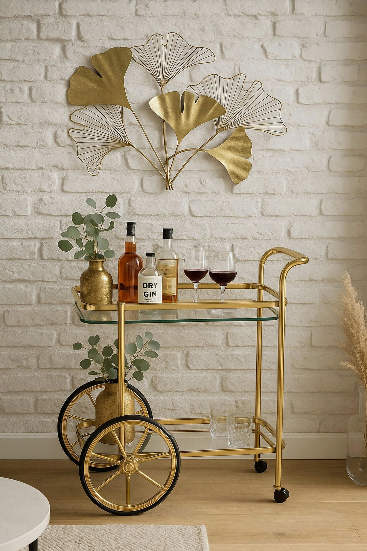 SERVIERWAGEN Messingfarben  - Messingfarben, Design, Glas/Metall (38/73/74cm) - MID.YOU