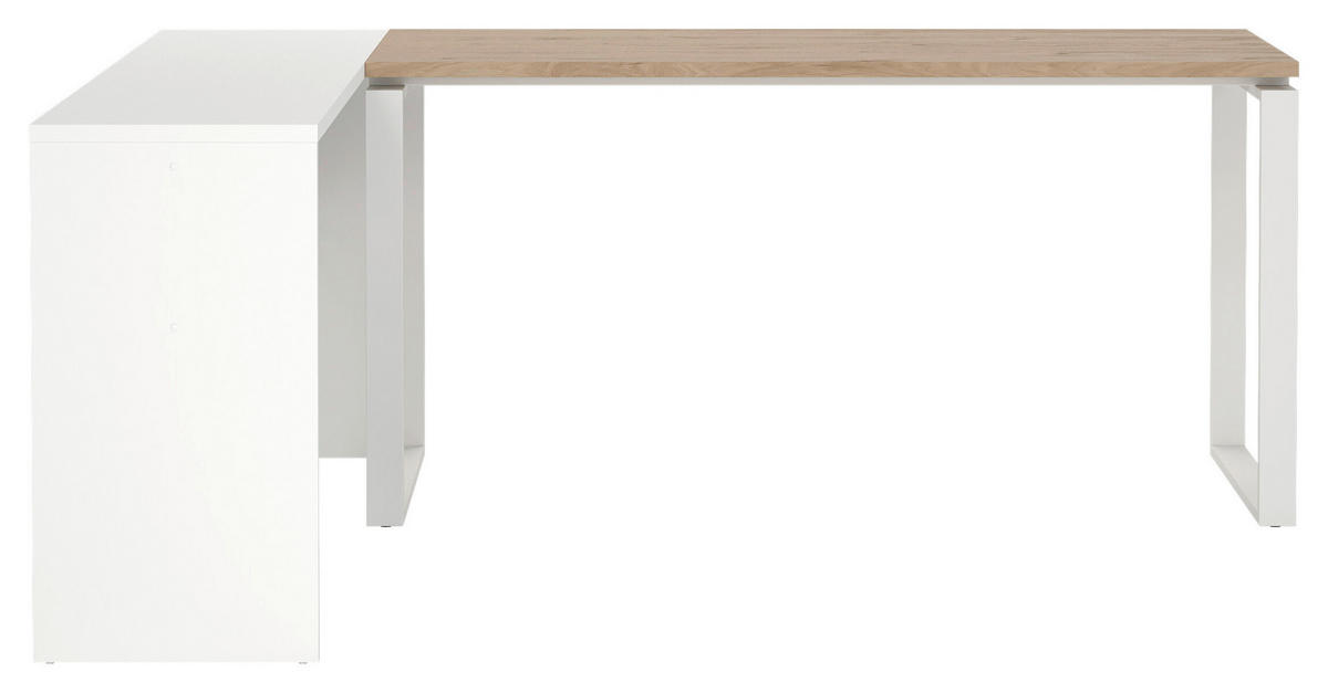 SCHREIBTISCHKOMBINATION Weiß, Eichefarben  - Eichefarben/Weiß, MODERN, Holzwerkstoff (160/100/75,6cm) - MID.YOU