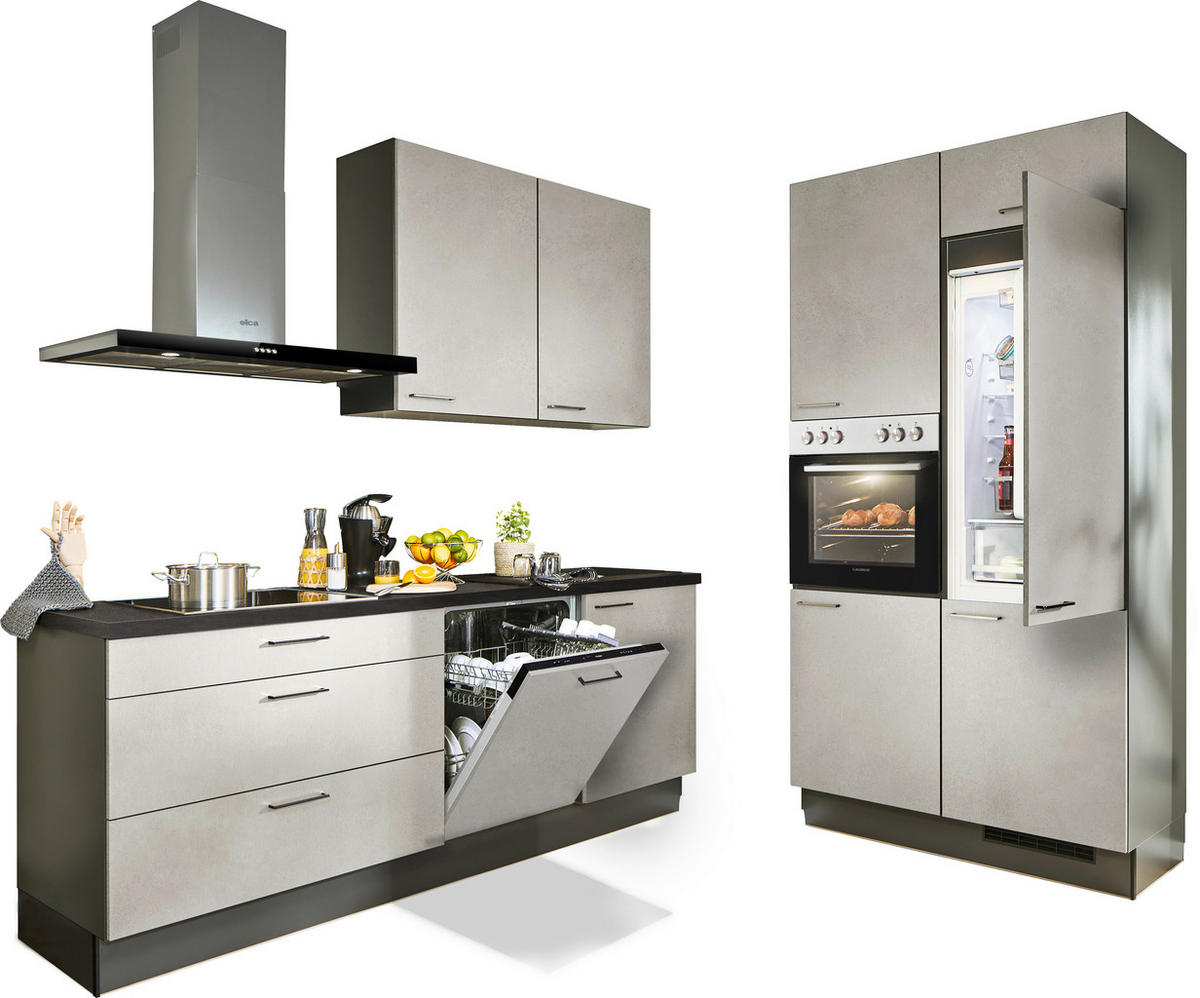 ECKKÜCHE 220/120 cm  in Graphitfarben, Schwarz, Sandfarben  - Sandfarben/Schwarz, Design, Holzwerkstoff/Metall (220/120cm) - Xora