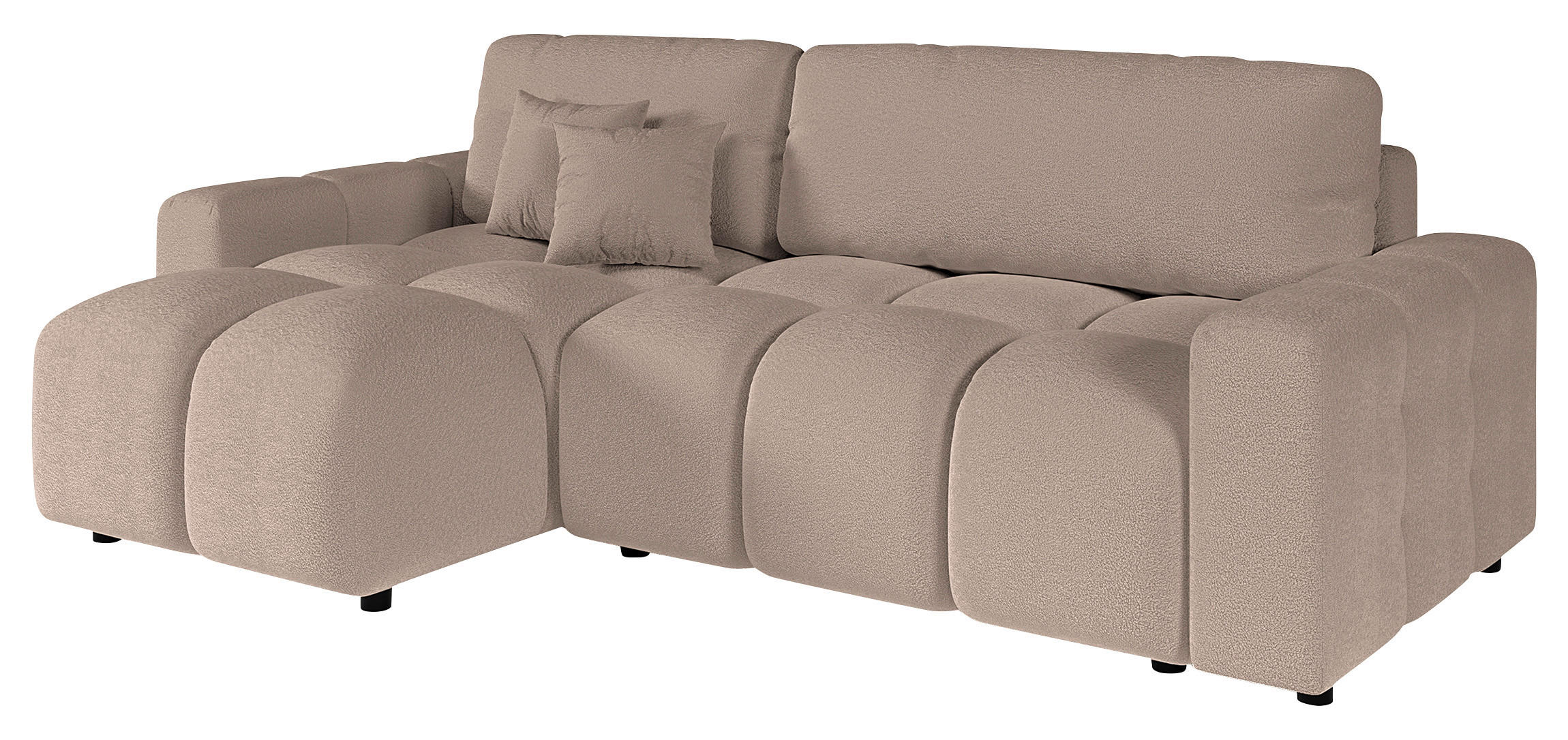 ECKSOFA Luki Taupe Bouclé  - Taupe/Schwarz, Design, Kunststoff/Textil (233/142cm) - Livetastic
