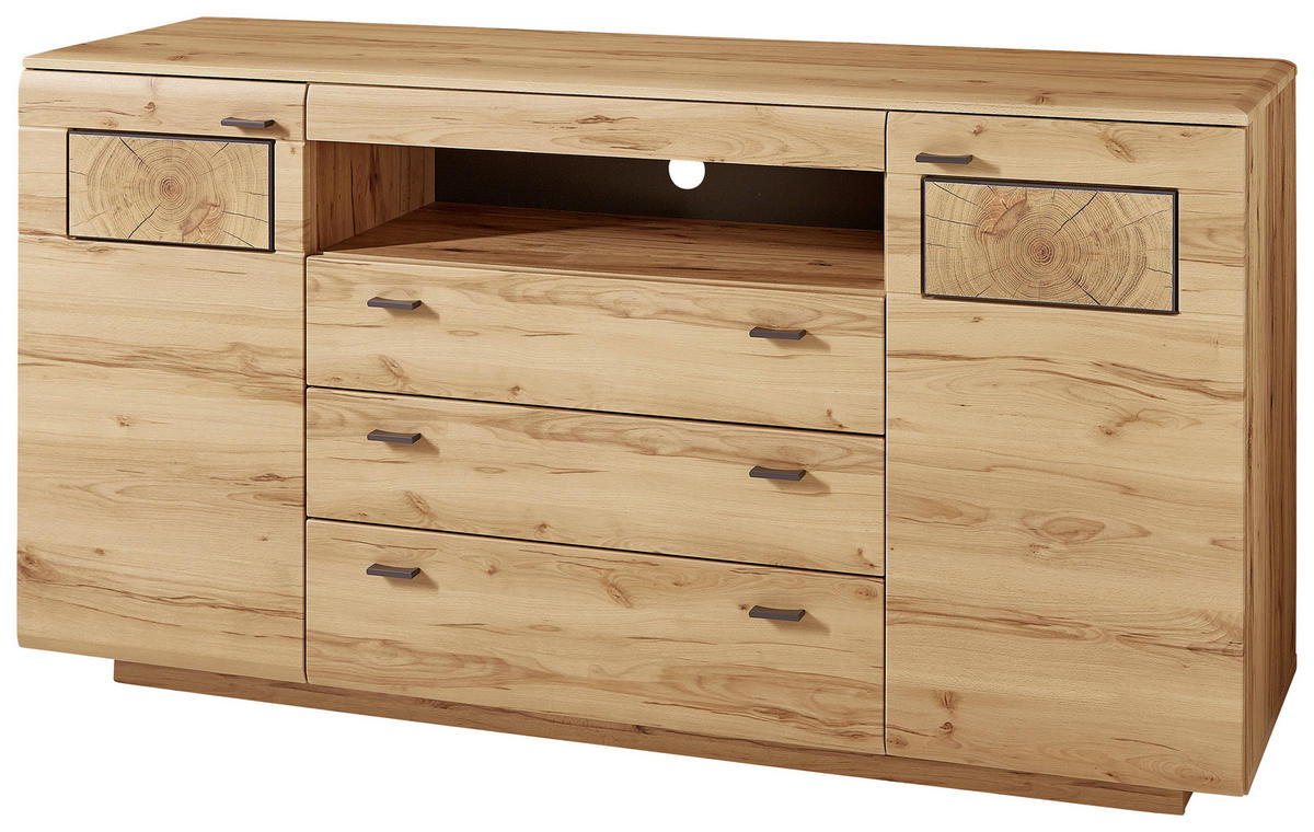 SIDEBOARD Bern  in 175/98/47 cm  - Buchefarben/Graphitfarben, KONVENTIONELL, Holzwerkstoff/Metall (175/98/47cm) - Xora