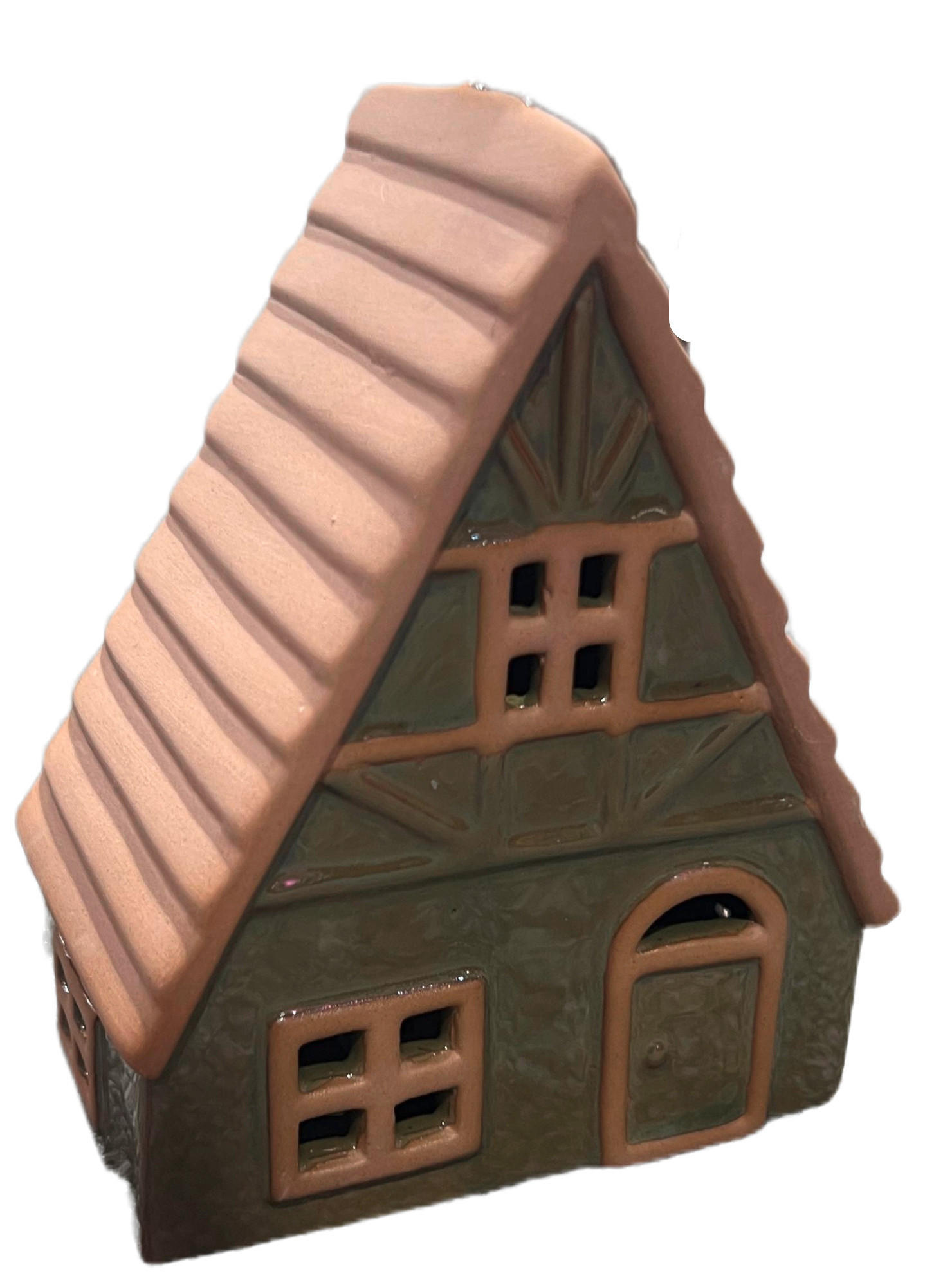 DEKOHÄUSCHEN - Naturfarben/Grün, Trend, Keramik (12,1/17,5/7,5cm) - X-Mas