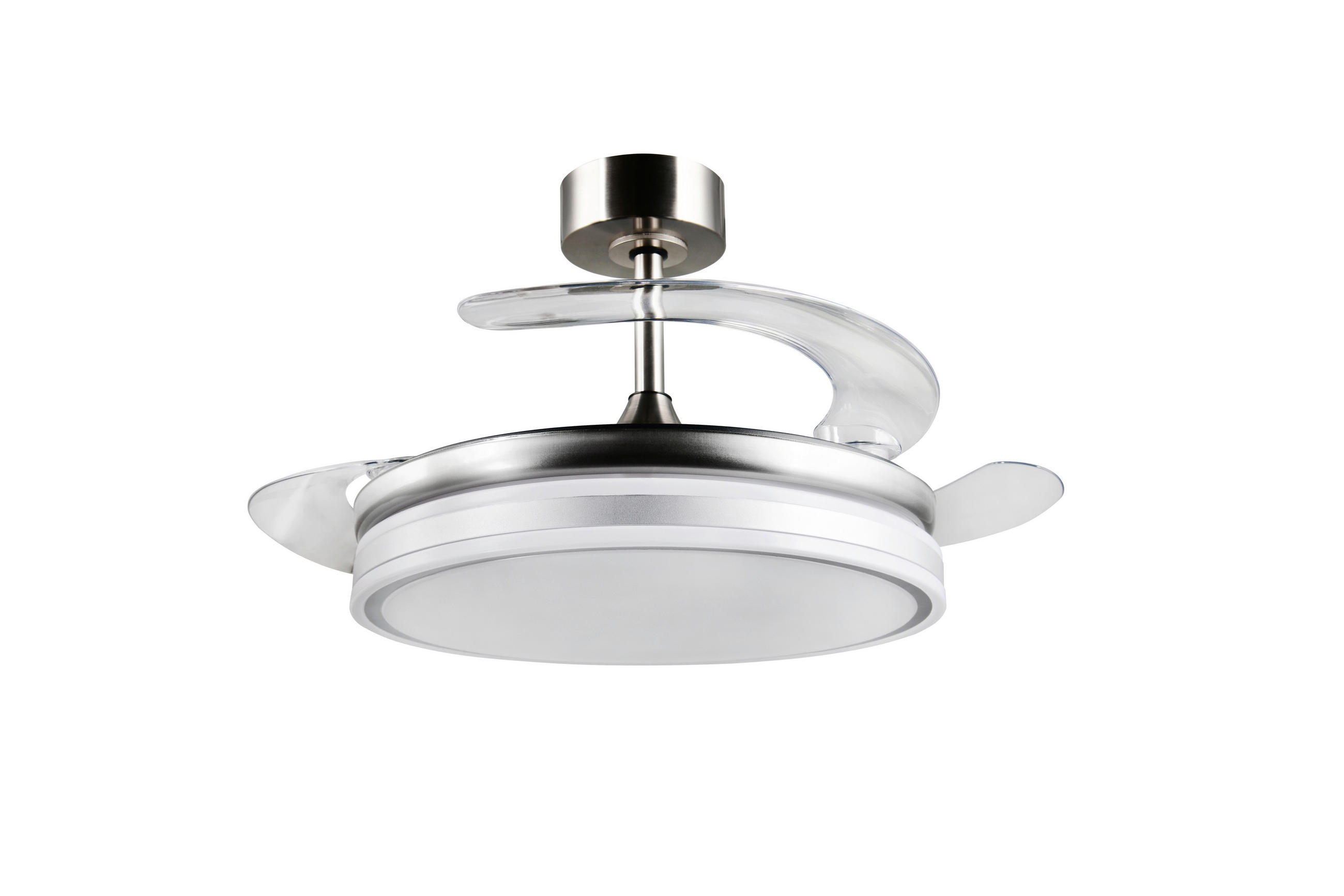 DECKENVENTILATOR - Klar/Nickelfarben, Design, Kunststoff/Metall (48/4cm)
