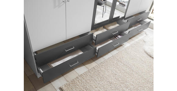 DREHTÜRENSCHRANK in Graphitfarben, Weiß - Alufarben/Graphitfarben, KONVENTIONELL, Glas/Holzwerkstoff (272/211/55cm) - Carryhome