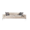3-SITZER-SOFA in Samt Creme  - Creme/Alufarben, Design, Kunststoff/Textil (236/77/87cm) - Livetastic