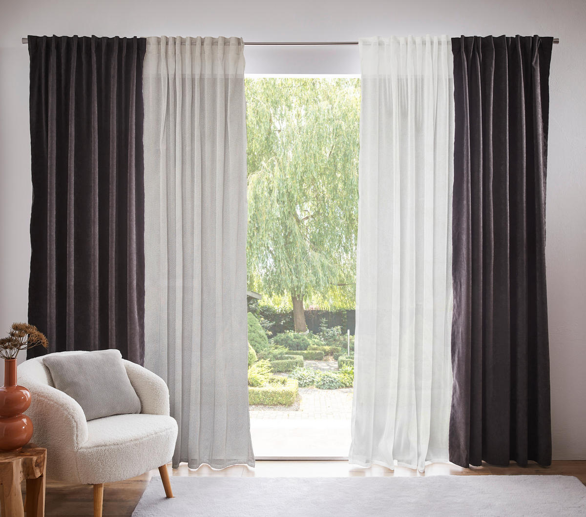 FERTIGVORHANG  transparent  140/245 cm   - Weiß, Basics, Textil (140/245cm) - Esposa