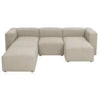 WOHNLANDSCHAFT LENA Creme Flachgewebe  - Creme, Design, Kunststoff/Textil (235/275/160cm) - Max Winzer