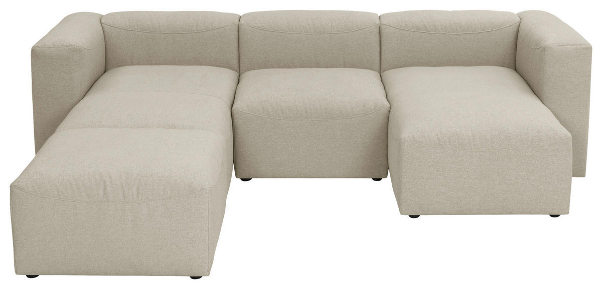 WOHNLANDSCHAFT LENA Creme Flachgewebe  - Creme, Design, Kunststoff/Textil (235/275/160cm) - Max Winzer