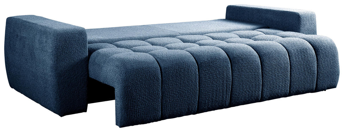 SCHLAFSOFA in Struktur, Bouclé Blau  - Blau/Schwarz, Basics, Kunststoff/Textil (250/86/140cm) - Livetastic