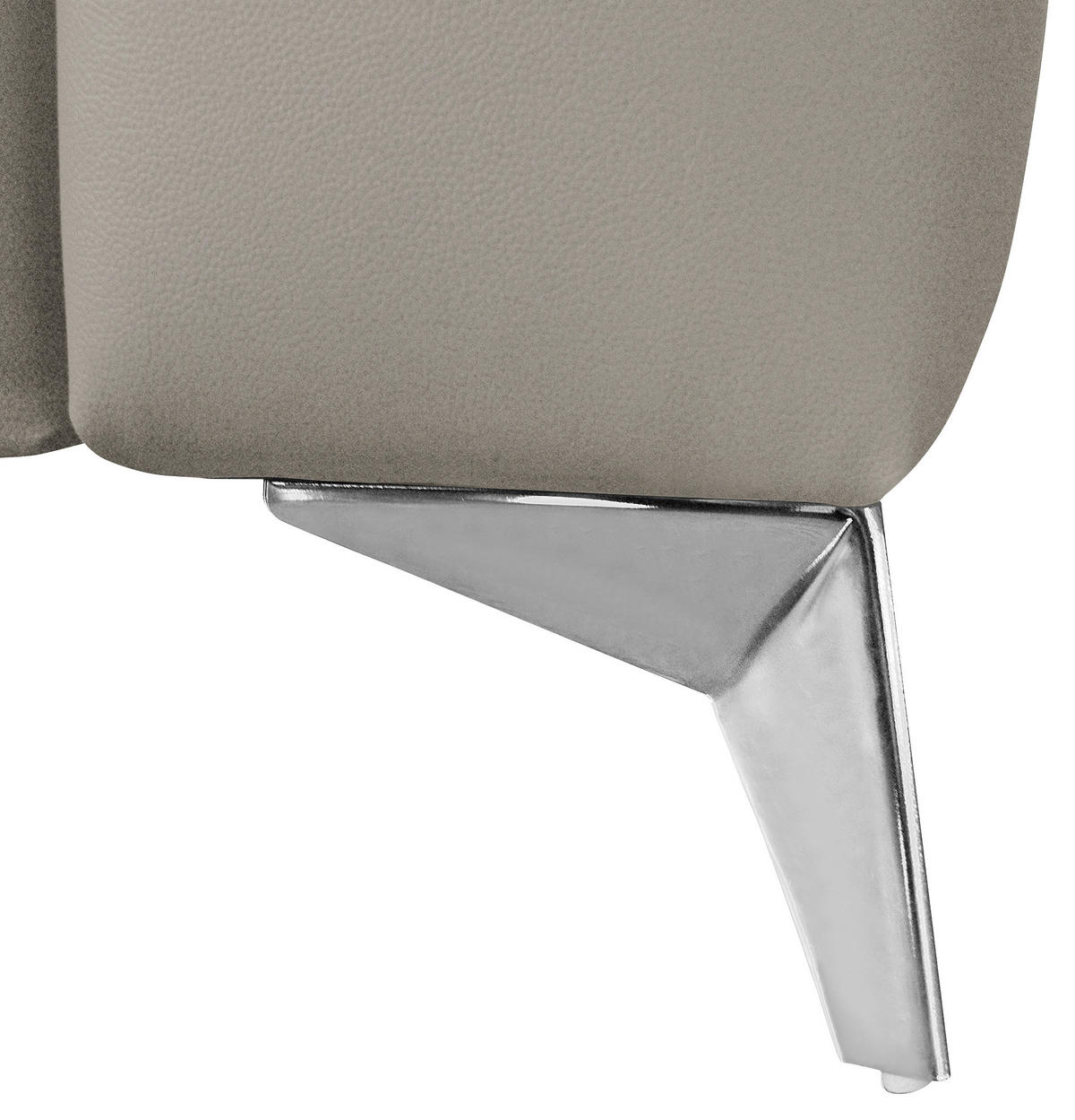 ECKSOFA MONDO Hellgrau Echtleder Lederlook  - Chromfarben/Hellgrau, Design, Leder/Textil (208/286cm) - Livetastic