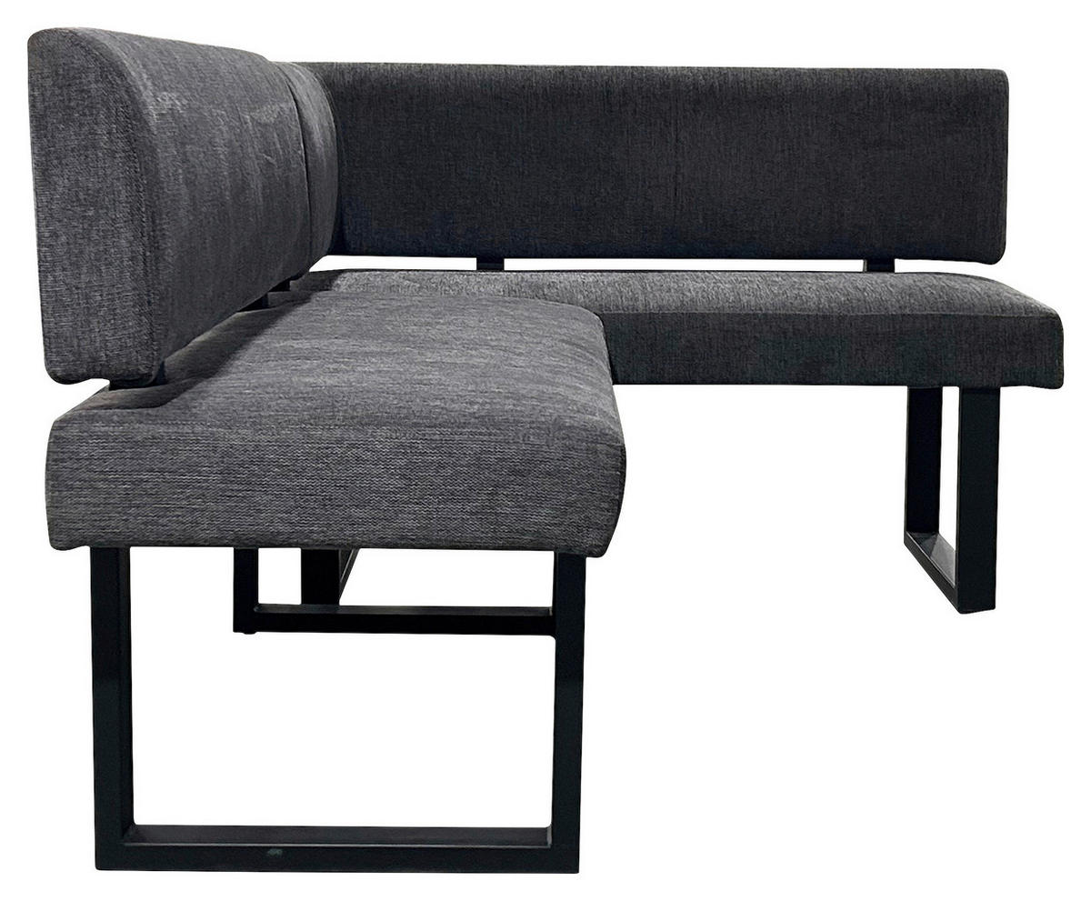 ECKBANK 181,5/125 cm Webstoff Grau, Schwarz   - Anthrazit/Schwarz, Design, Textil/Metall (181,5/125cm) - MID.YOU