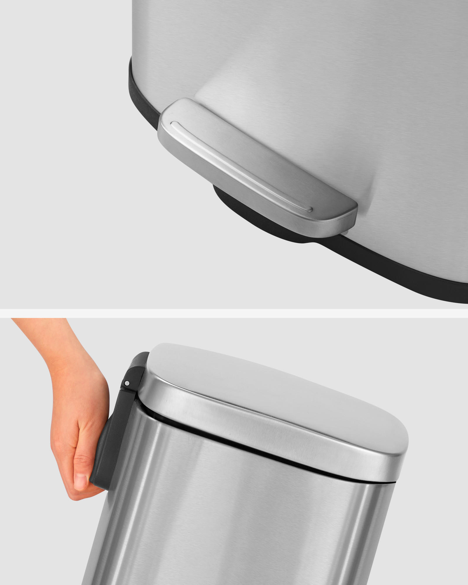 ABFALLSAMMLER 30 L  - Edelstahlfarben/Schwarz, Basics, Kunststoff/Metall (34,8/63,3/29,7cm)