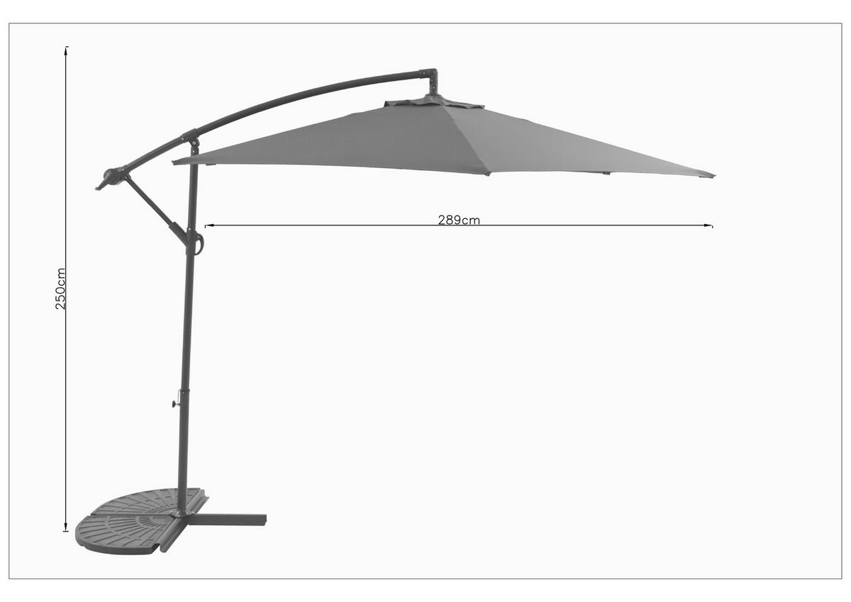 SONNENSCHIRM 300 cm   - Dunkelgrau, Trend, Textil/Metall (300cm) - Ambia Garden