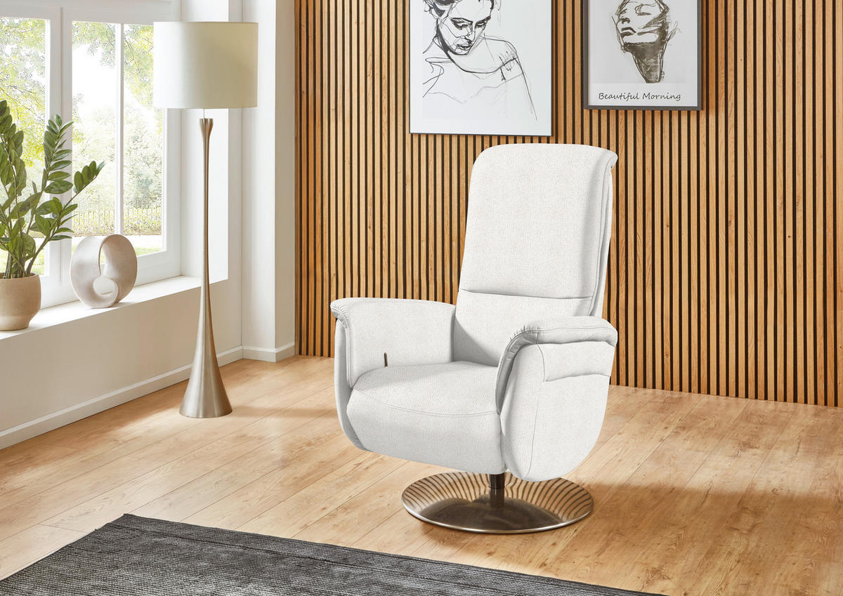RELAXSESSEL Textil Alabasterfarben  - Edelstahlfarben/Alabasterfarben, Konventionell, Textil/Metall (79/112/94cm) - Beldomo Premium