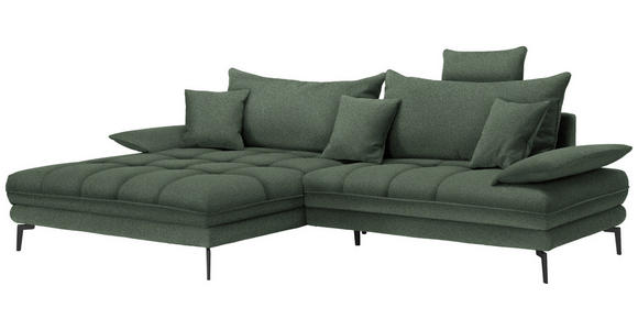 ECKSOFA in Webstoff Grün 176/292 cm - Schwarz/Grün, MODERN, Textil/Metall (176/292cm) - Carryhome